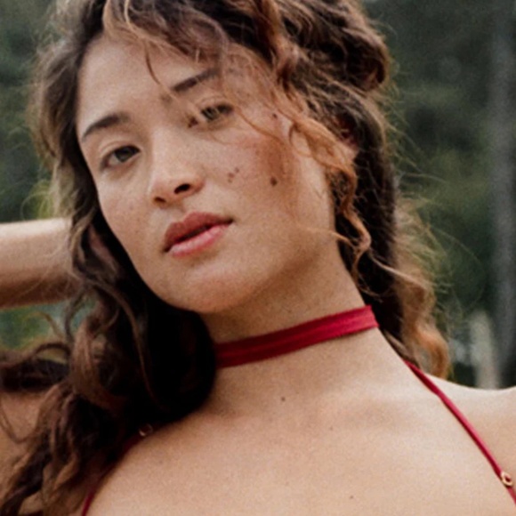 Tisja Damen 'Gaia' 4 piece set, bralette, brief, collar & garters, Red, S / M - Picture 10 of 16